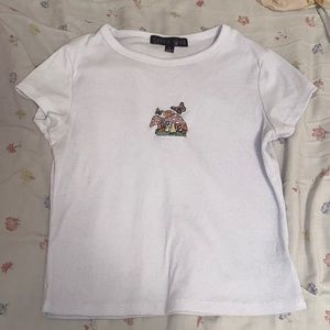 Faded Rose Large White Mushroom and Butterfly Baby-Tee